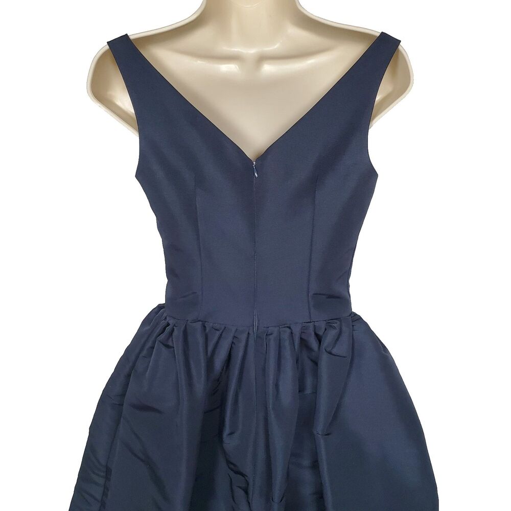 Chloe & Reese Women's Dress Size 2 Navy Blue 100% Silk Taffeta Peplum Lined - Picture 4 of 9